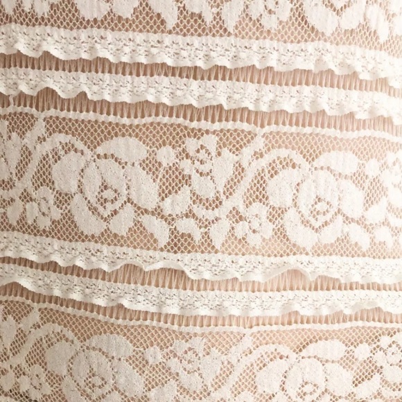 White Lace Dress S Designer Ivory Tank bodycon Long Maxi Sheer Festival Cover Up - Picture 2 of 5